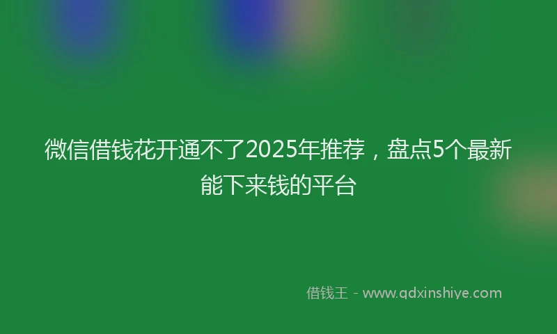 微信借钱花开通不了2025年推荐，盘点5个最新能下来钱的平台