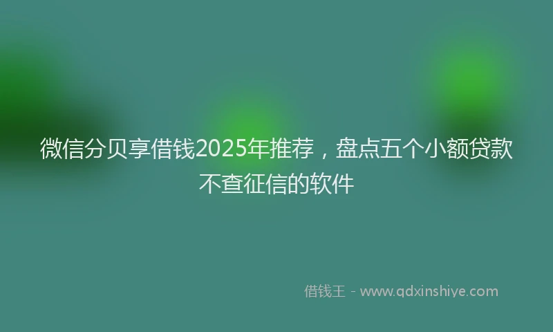 微信分贝享借钱2025年推荐，盘点五个小额贷款不查征信的软件