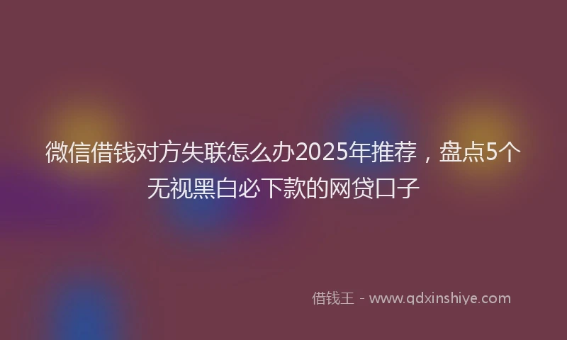微信借钱对方失联怎么办2025年推荐，盘点5个无视黑白必下款的网贷口子