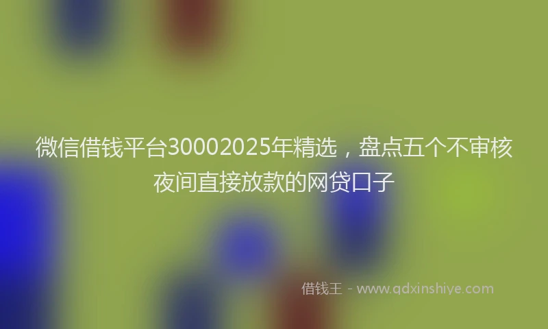 微信借钱平台30002025年精选，盘点五个不审核夜间直接放款的网贷口子
