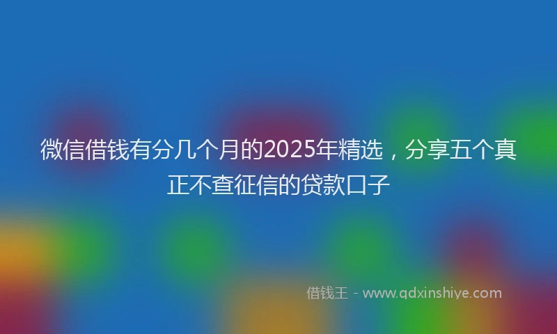 微信借钱有分几个月的2025年精选，分享五个真正不查征信的贷款口子