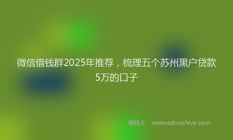 微信借钱群2025年推荐，梳理五个苏州黑户贷款5万的口子