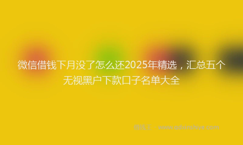 微信借钱下月没了怎么还2025年精选，汇总五个无视黑户下款口子名单大全