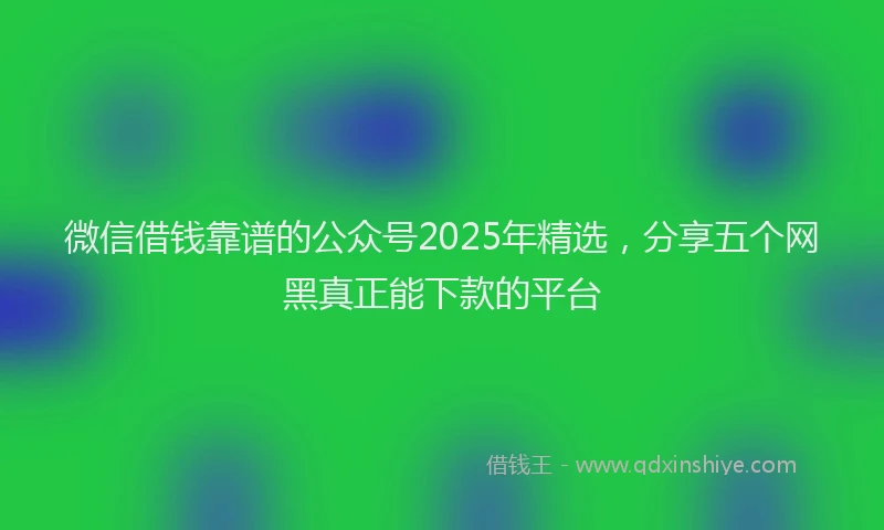 微信借钱靠谱的公众号2025年精选，分享五个网黑真正能下款的平台