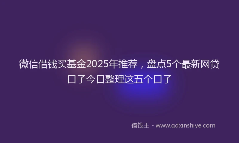 微信借钱买基金2025年推荐，盘点5个最新网贷口子今日整理这五个口子