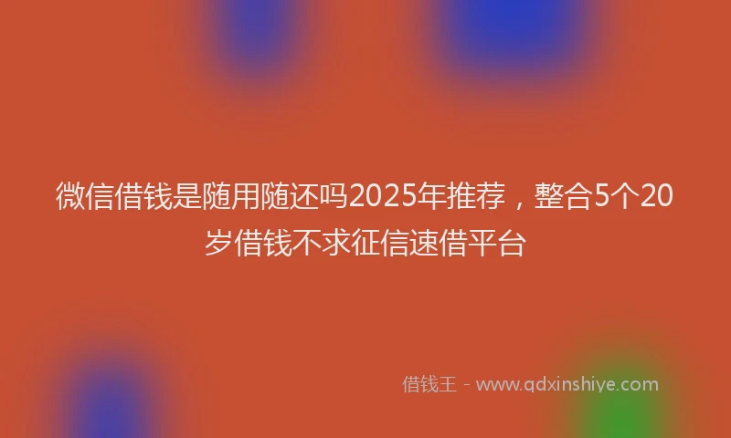 微信借钱是随用随还吗2025年推荐，整合5个20岁借钱不求征信速借平台