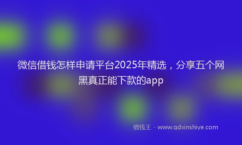 微信借钱怎样申请平台2025年精选，分享五个网黑真正能下款的app