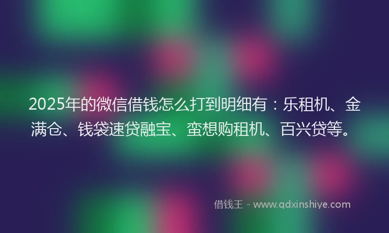 2025年的微信借钱怎么打到明细有：乐租机、金满仓、钱袋速贷融宝、蛮想购租机、百兴贷等。