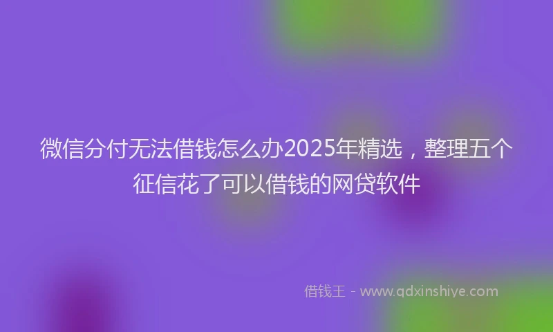 微信分付无法借钱怎么办2025年精选，整理五个征信花了可以借钱的网贷软件