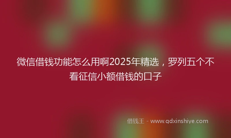 微信借钱功能怎么用啊2025年精选，罗列五个不看征信小额借钱的口子