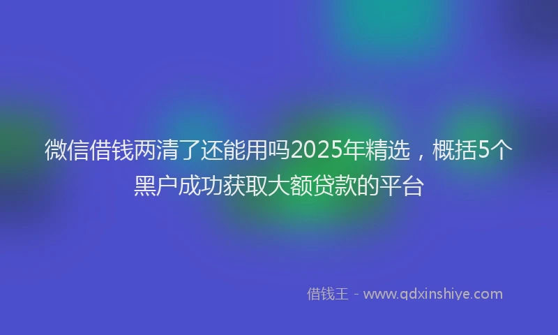 微信借钱两清了还能用吗2025年精选，概括5个黑户成功获取大额贷款的平台