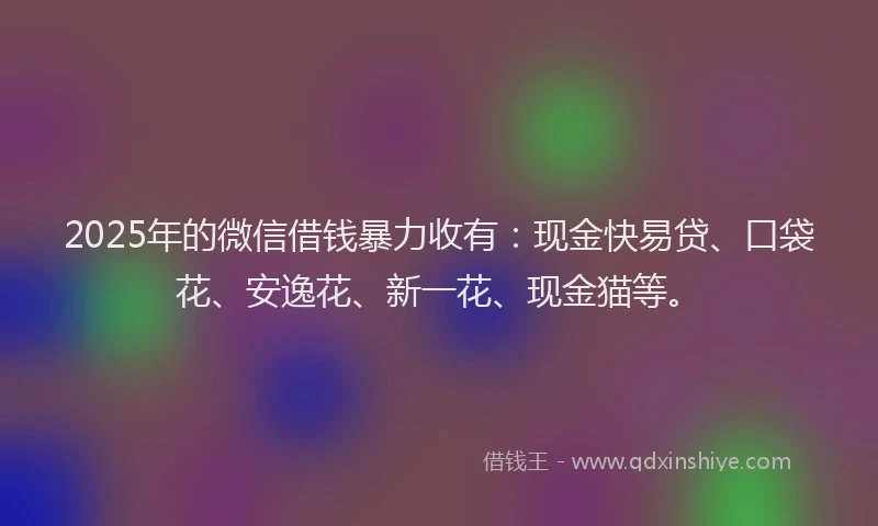 2025年的微信借钱暴力收有：现金快易贷、口袋花、安逸花、新一花、现金猫等。