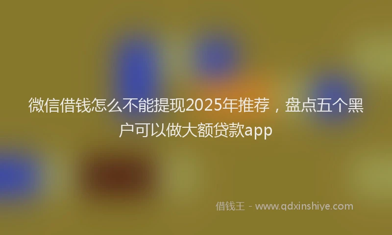 微信借钱怎么不能提现2025年推荐，盘点五个黑户可以做大额贷款app