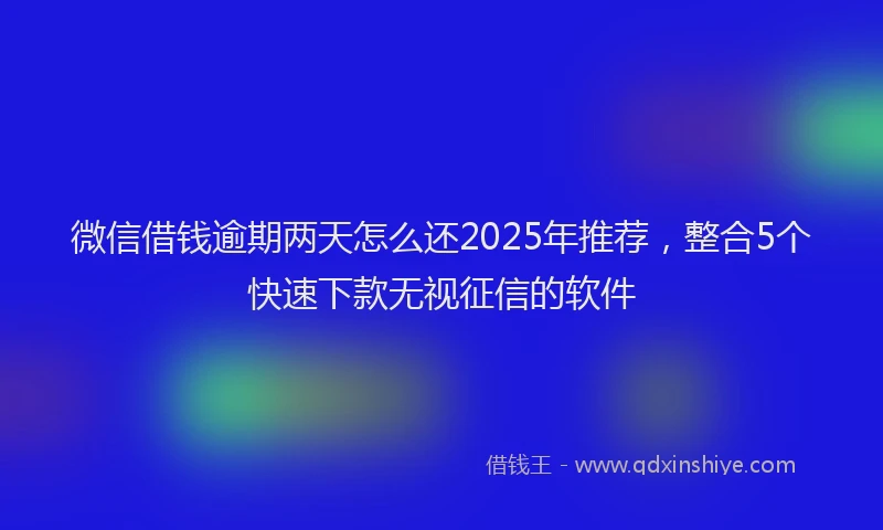 微信借钱逾期两天怎么还2025年推荐，整合5个快速下款无视征信的软件