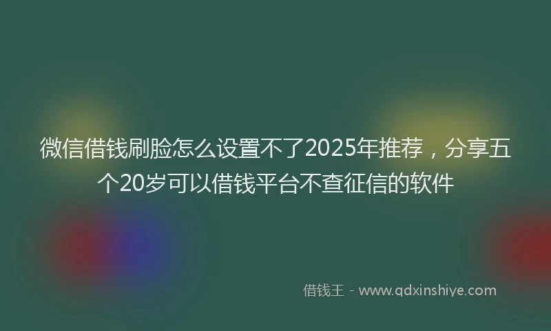微信借钱刷脸怎么设置不了2025年推荐，分享五个20岁可以借钱平台不查征信的软件