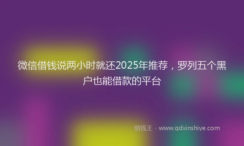 微信借钱说两小时就还2025年推荐，罗列五个黑户也能借款的平台