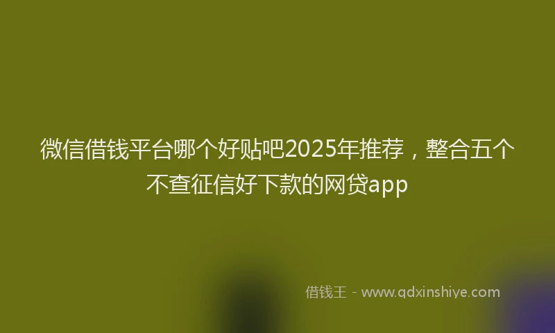 微信借钱平台哪个好贴吧2025年推荐，整合五个不查征信好下款的网贷app