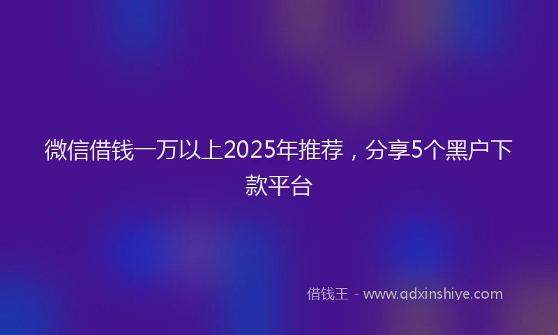 微信借钱一万以上2025年推荐，分享5个黑户下款平台