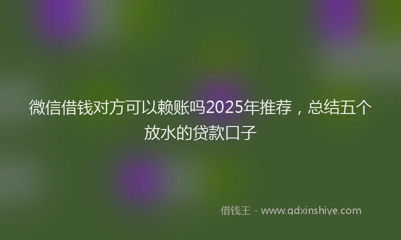 微信借钱对方可以赖账吗2025年推荐，总结五个放水的贷款口子