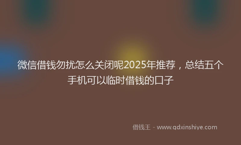 微信借钱勿扰怎么关闭呢2025年推荐，总结五个手机可以临时借钱的口子