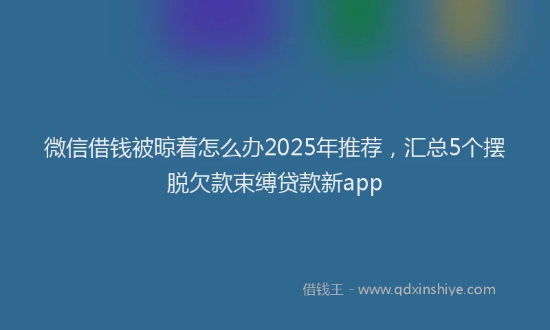 微信借钱被晾着怎么办2025年推荐，汇总5个摆脱欠款束缚贷款新app