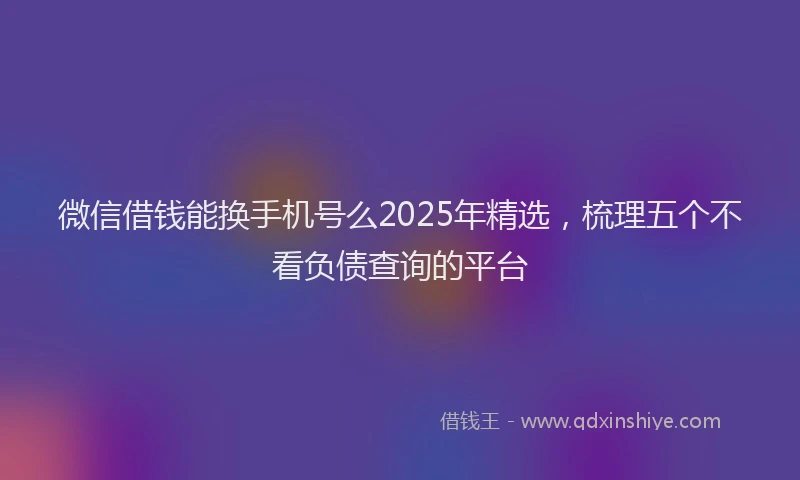 微信借钱能换手机号么2025年精选，梳理五个不看负债查询的平台