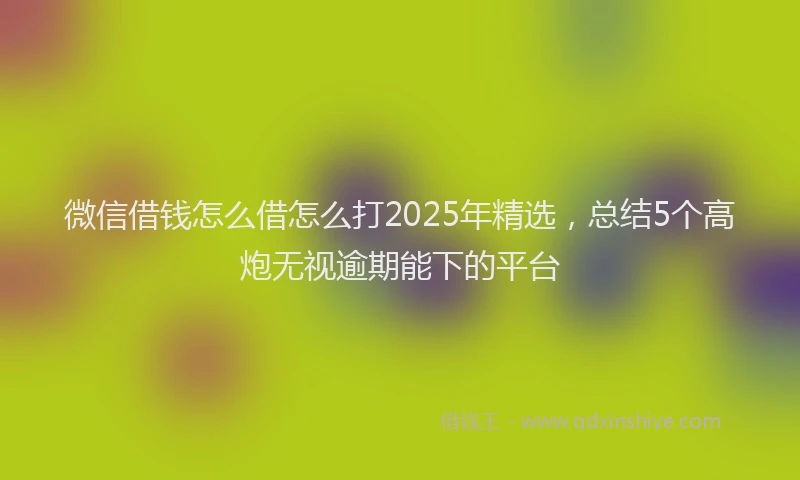 微信借钱怎么借怎么打2025年精选，总结5个高炮无视逾期能下的平台