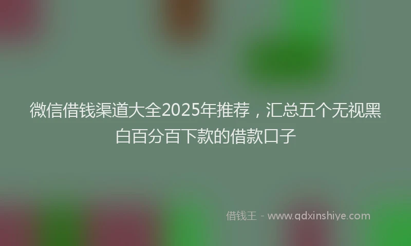 微信借钱渠道大全2025年推荐，汇总五个无视黑白百分百下款的借款口子