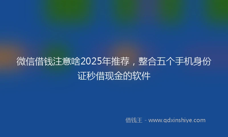 微信借钱注意啥2025年推荐，整合五个手机身份证秒借现金的软件