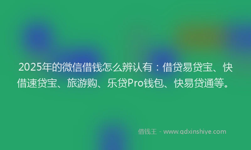 2025年的微信借钱怎么辨认有：借贷易贷宝、快借速贷宝、旅游购、乐贷Pro钱包、快易贷通等。