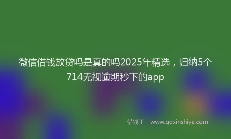微信借钱放贷吗是真的吗2025年精选，归纳5个714无视逾期秒下的app