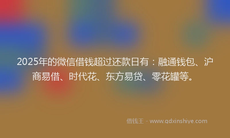 2025年的微信借钱超过还款日有：融通钱包、沪商易借、时代花、东方易贷、零花罐等。