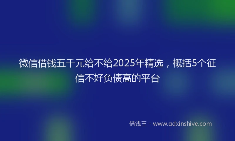 微信借钱五千元给不给2025年精选，概括5个征信不好负债高的平台