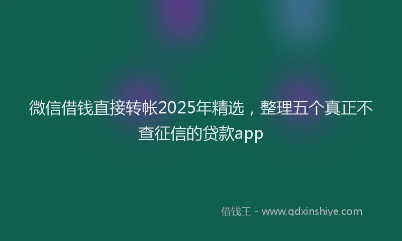 微信借钱直接转帐2025年精选，整理五个真正不查征信的贷款app
