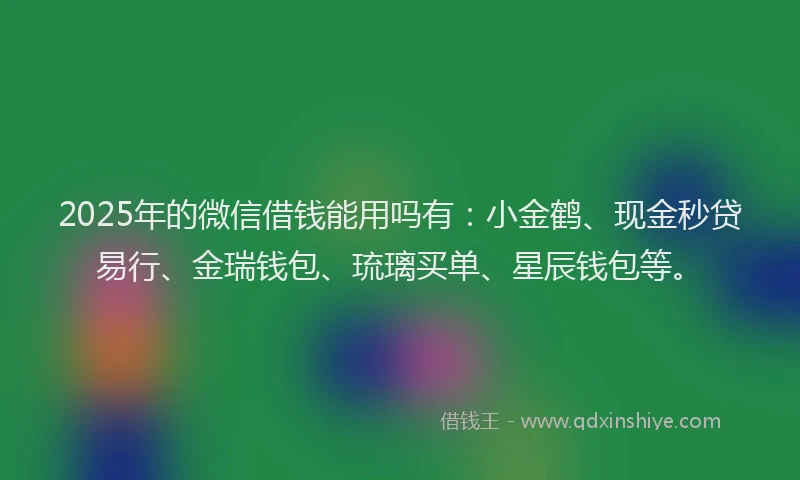 2025年的微信借钱能用吗有：小金鹤、现金秒贷易行、金瑞钱包、琉璃买单、星辰钱包等。