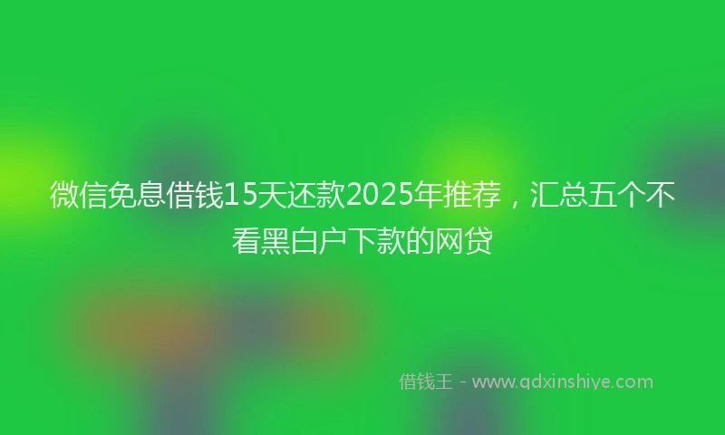 微信免息借钱15天还款2025年推荐，汇总五个不看黑白户下款的网贷