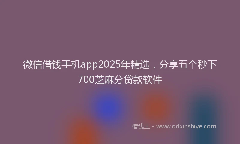 微信借钱手机app2025年精选，分享五个秒下700芝麻分贷款软件