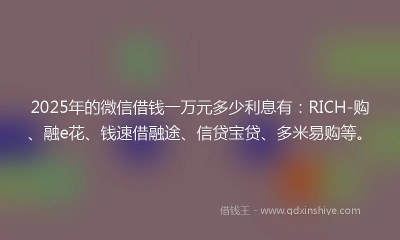 2025年的微信借钱一万元多少利息有：RICH-购、融e花、钱速借融途、信贷宝贷、多米易购等。