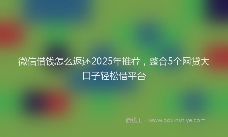 微信借钱怎么返还2025年推荐，整合5个网贷大口子轻松借平台