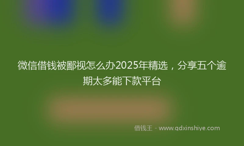 微信借钱被鄙视怎么办2025年精选，分享五个逾期太多能下款平台
