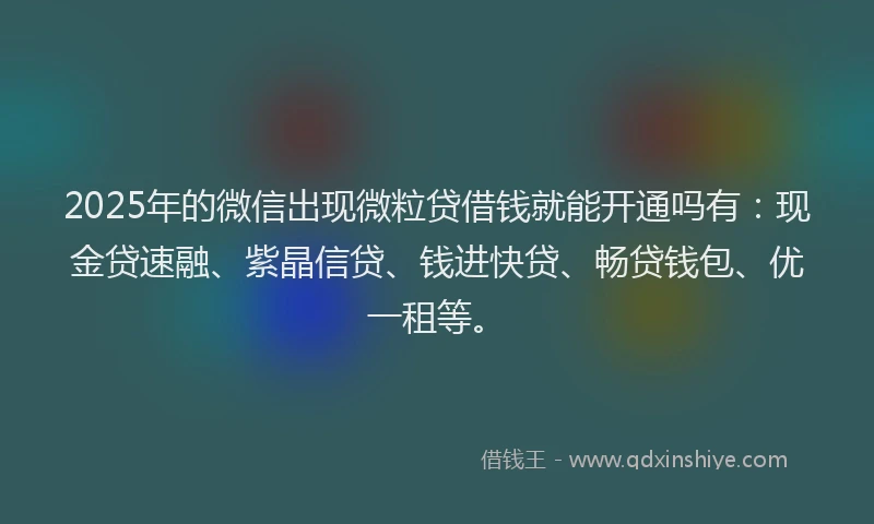 2025年的微信出现微粒贷借钱就能开通吗有：现金贷速融、紫晶信贷、钱进快贷、畅贷钱包、优一租等。