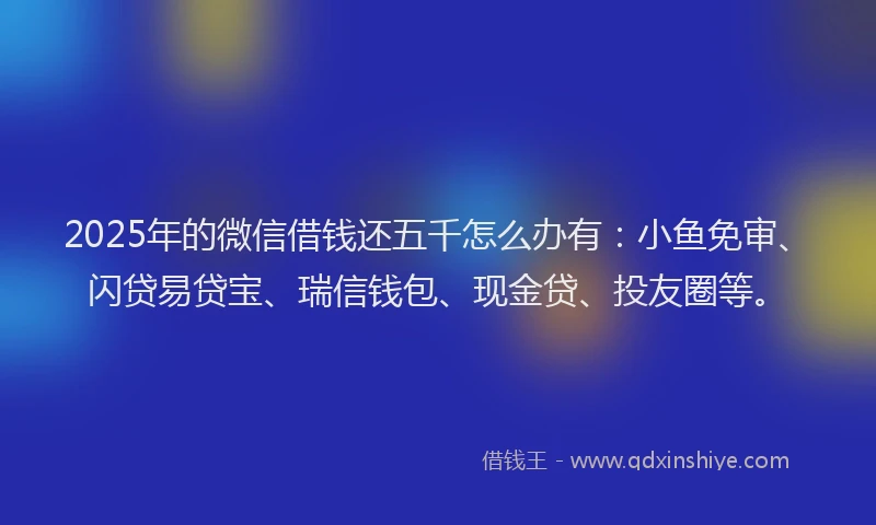 2025年的微信借钱还五千怎么办有：小鱼免审、闪贷易贷宝、瑞信钱包、现金贷、投友圈等。