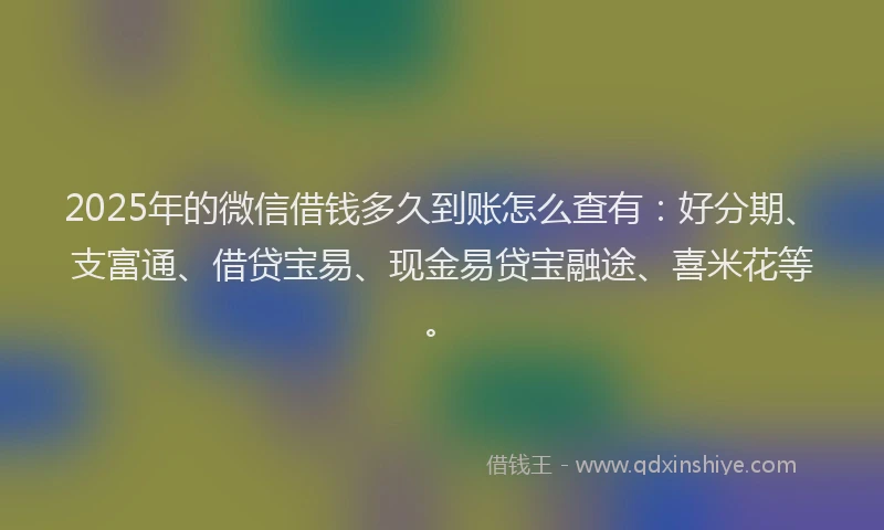 2025年的微信借钱多久到账怎么查有：好分期、支富通、借贷宝易、现金易贷宝融途、喜米花等。