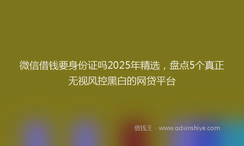 微信借钱要身份证吗2025年精选，盘点5个真正无视风控黑白的网贷平台