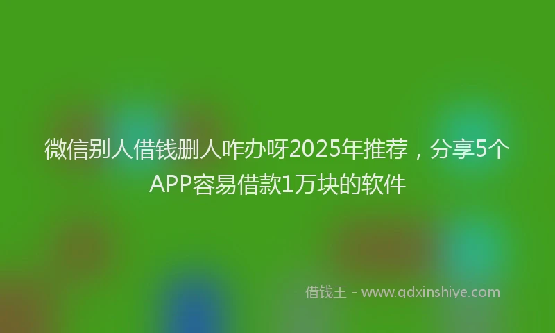 微信别人借钱删人咋办呀2025年推荐，分享5个APP容易借款1万块的软件