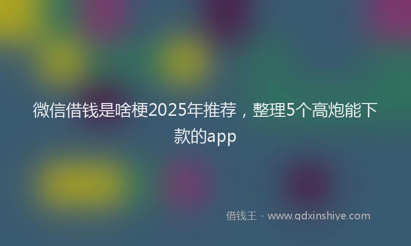 微信借钱是啥梗2025年推荐，整理5个高炮能下款的app