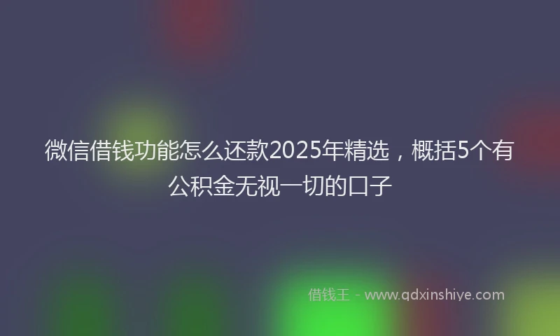 微信借钱功能怎么还款2025年精选，概括5个有公积金无视一切的口子