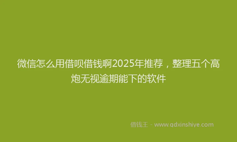 微信怎么用借呗借钱啊2025年推荐，整理五个高炮无视逾期能下的软件