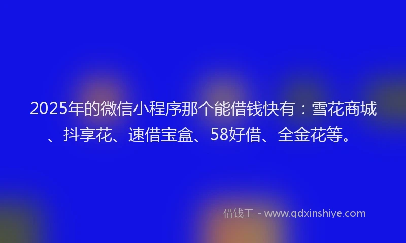 2025年的微信小程序那个能借钱快有：雪花商城、抖享花、速借宝盒、58好借、全金花等。