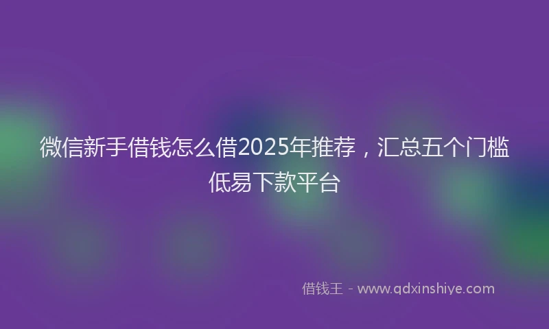 微信新手借钱怎么借2025年推荐，汇总五个门槛低易下款平台